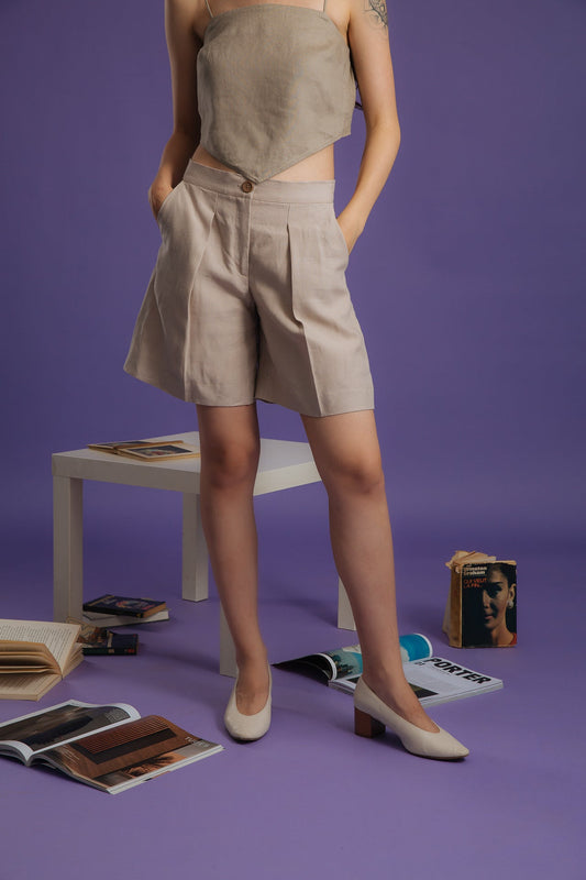 Linen tailored shorts
