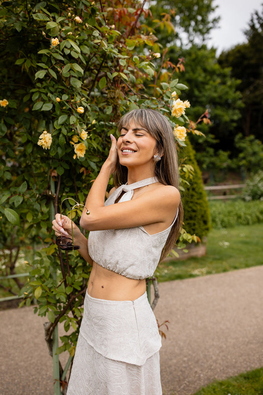 Seraphina | E£5000 - linen halter crop top and maxi skirt