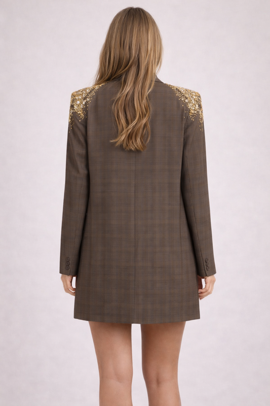 Aurelin Brown Embellished Blazer | LE 7300 - preorder